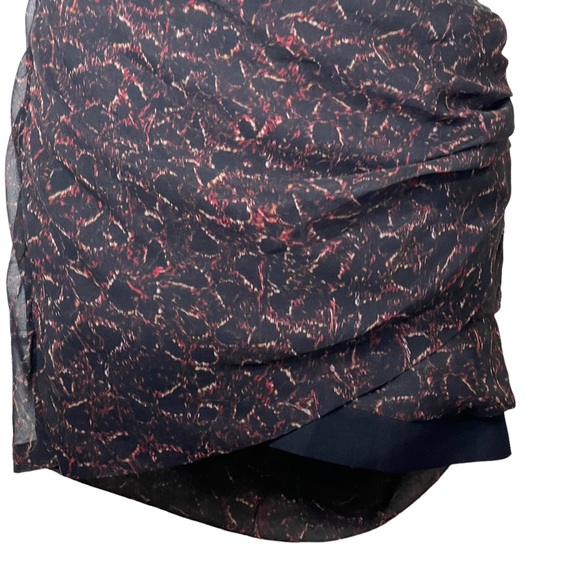 IRO Mini Skirt Side Zip Ruched Front and Back Black Multi Hi-Lo - Picture 7 of 9